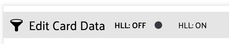 The top of a card in edit mode with HLL enabled.
